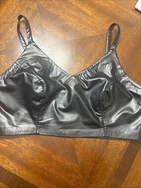 Eloquii Black Faux Leather halter top